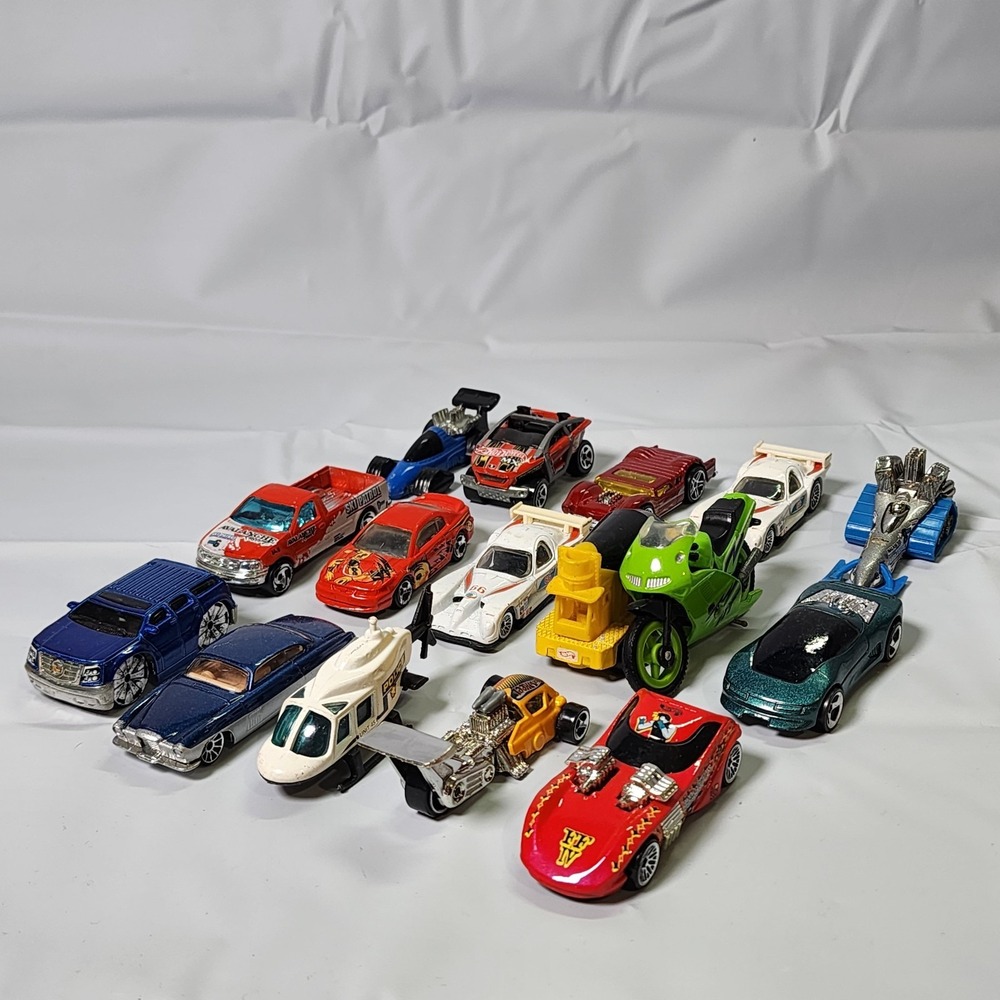 Hot Wheels Toy Cars Lot of 16 Vintage 90s 2000s Motorcycle Helicopter Rescue